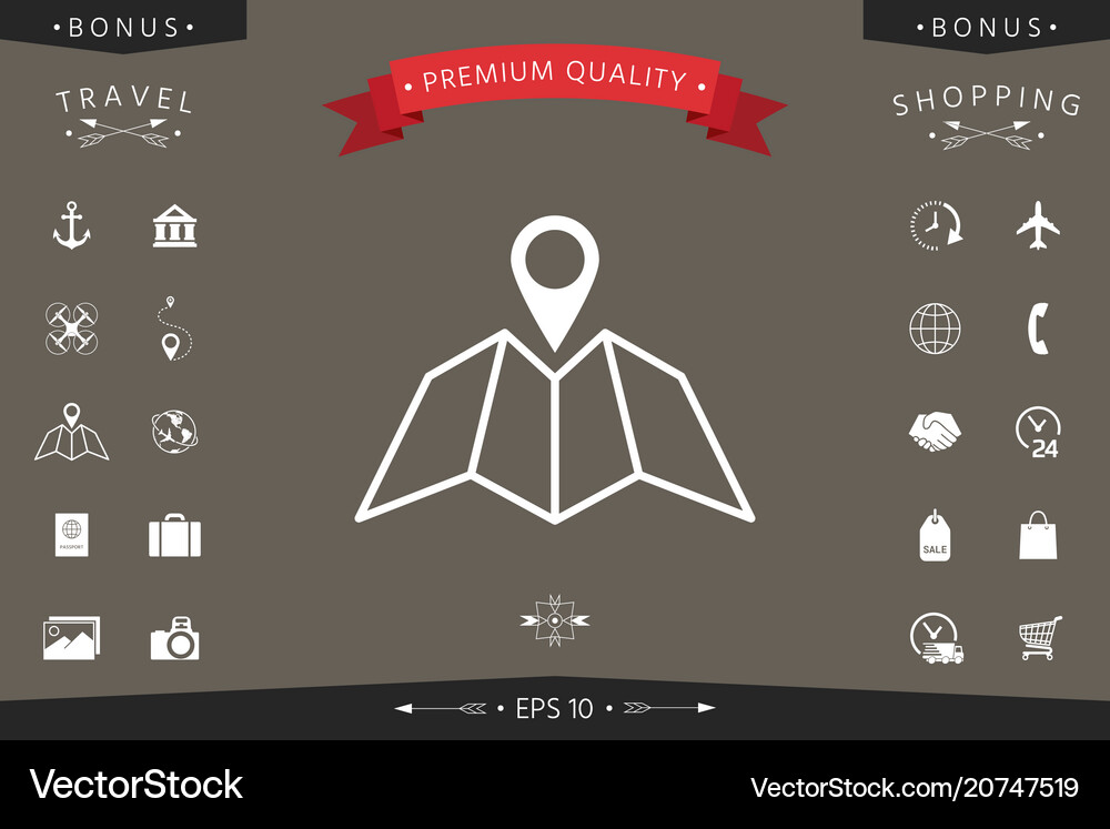 Map Icon With Pin Pointer Royalty Free Vector Image