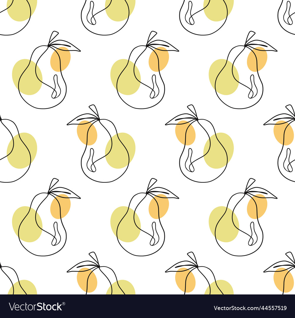 Pear seamless pattern one line fruit background vector image Pear seamless pattern one line fruit background