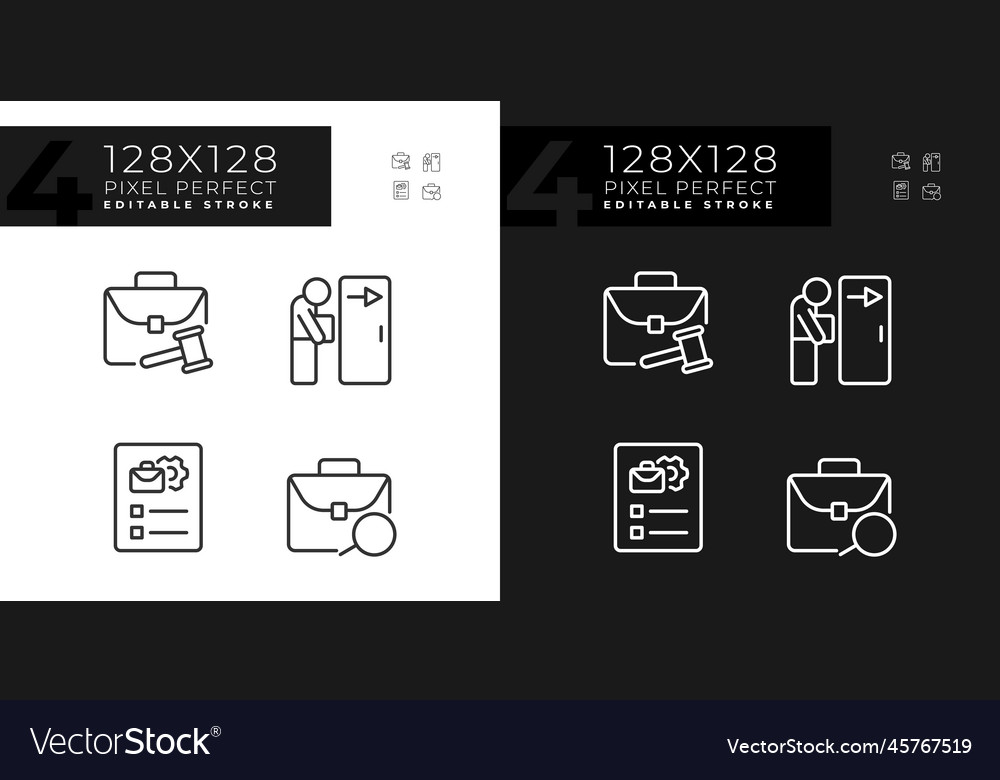 Recruitment stages pixel perfect linear icons set