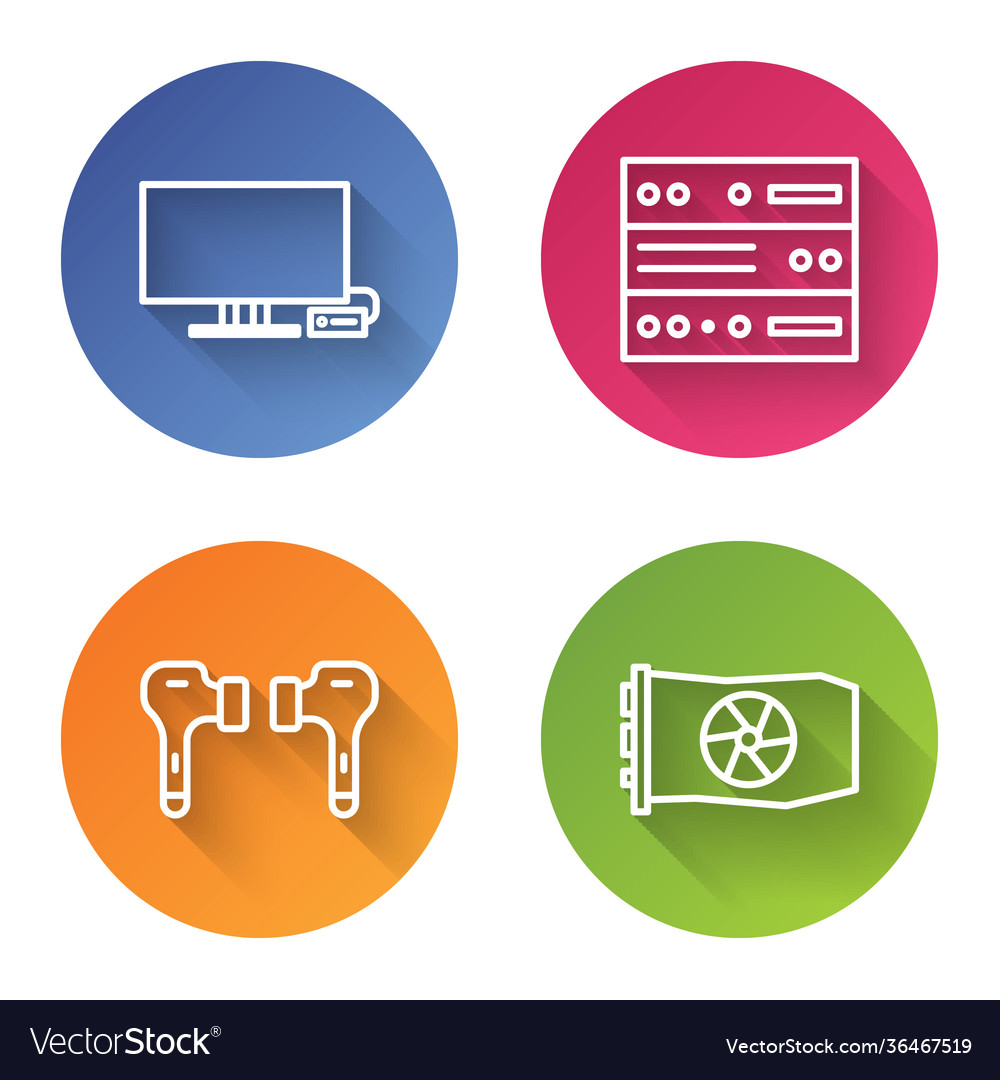 Set line smart tv server data web hosting air vector image Set line smart tv server data web hosting air