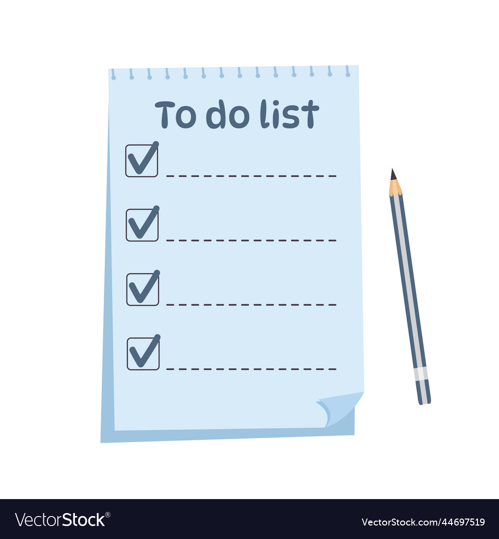 Spiral paper sheet with checkmarks to do list vector image Spiral paper sheet with checkmarks to do list