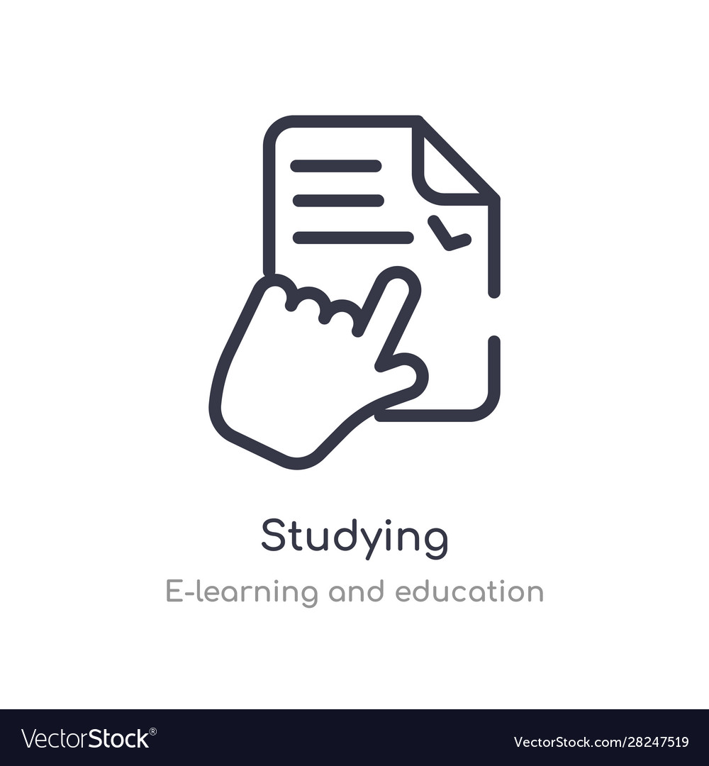 Studying outline icon isolated line from vector image Studying outline icon isolated line from