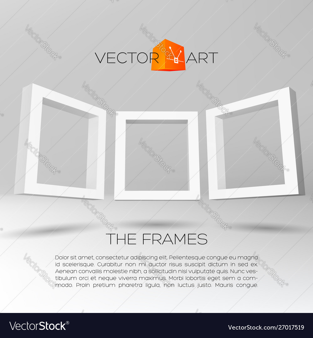 Three white rectangular 3d frames vector image Three white rectangular 3d frames