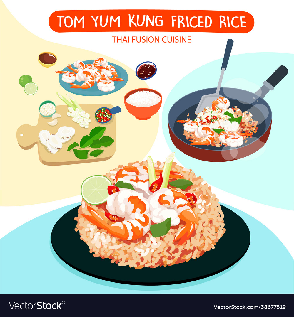 Tom yum kung fried rice and ingredients ill