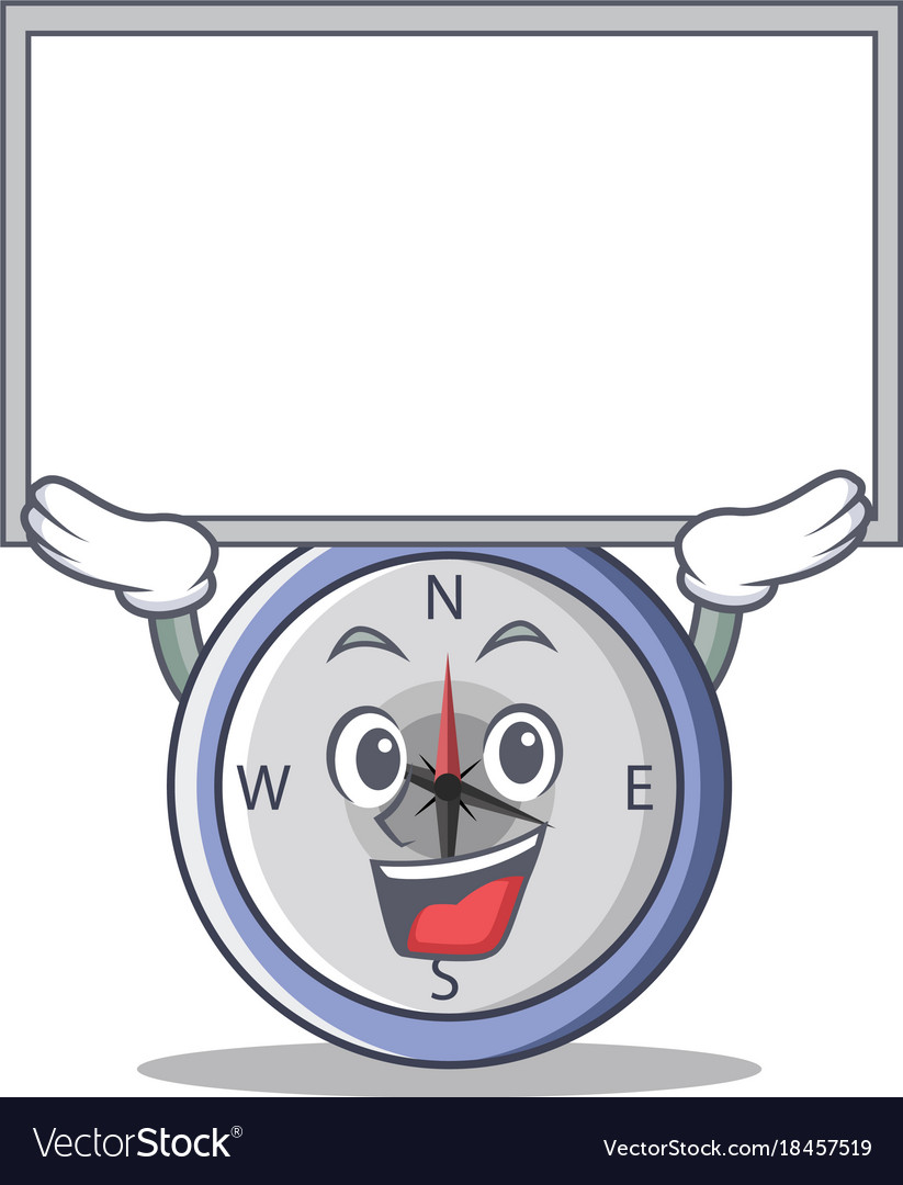 Up board compass character cartoon style