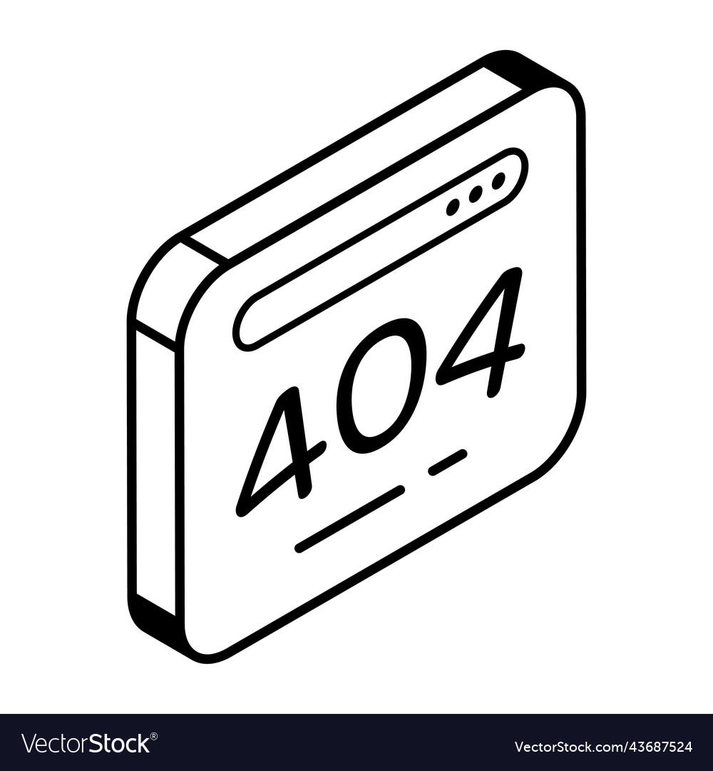 An editable isometric icon of error 404 website e