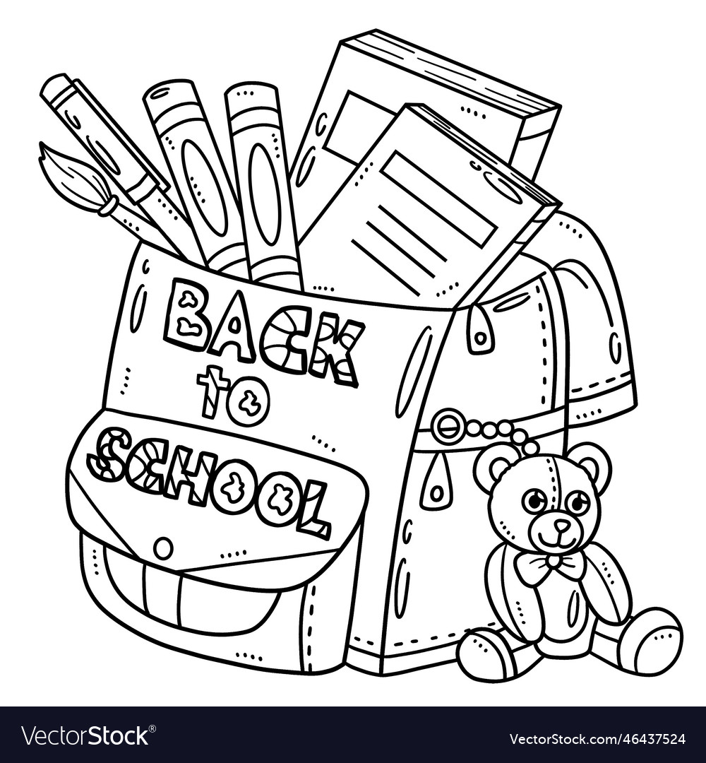 Back to school bag isolated coloring page for kids