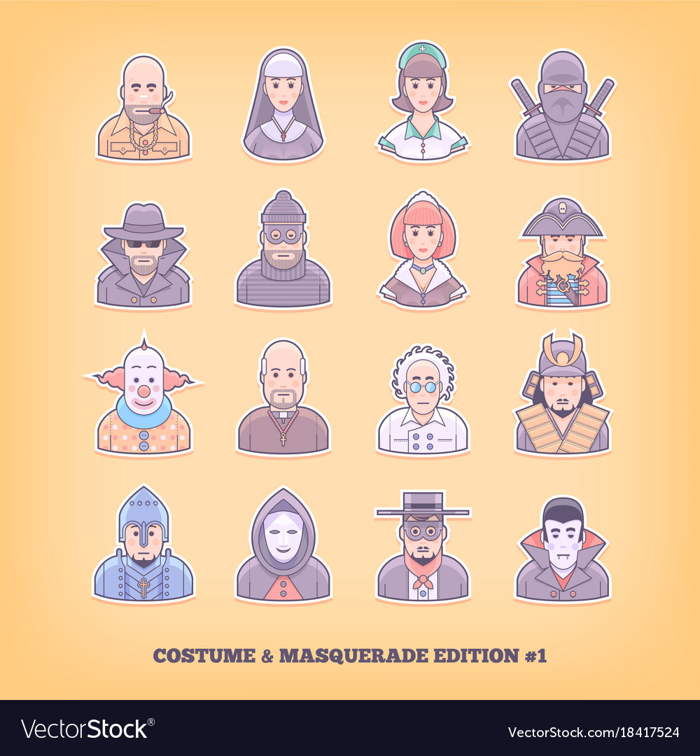 Cartoon people icons costume playing uniform