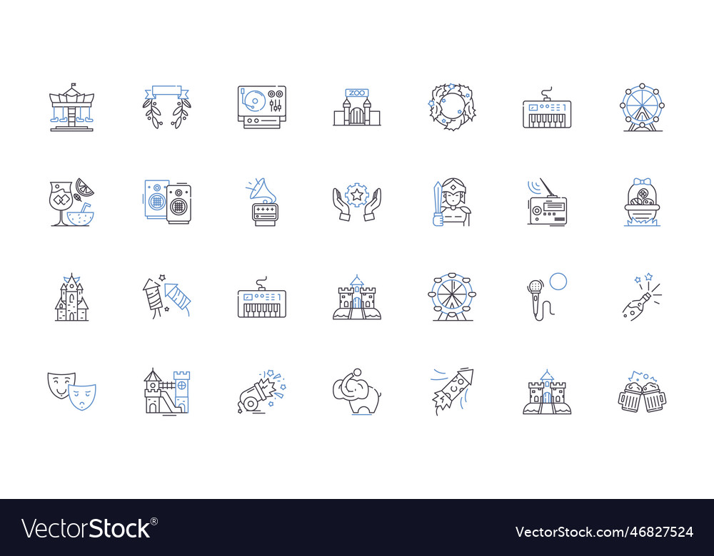 Cheerfulness line icons collection joy happiness Vector Image