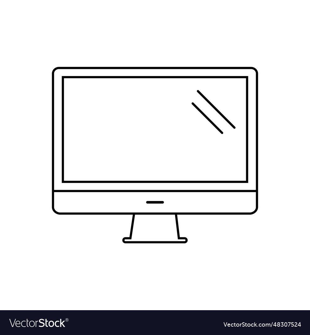 Computer monitor thin line icon on white vector image Computer monitor thin line icon on white
