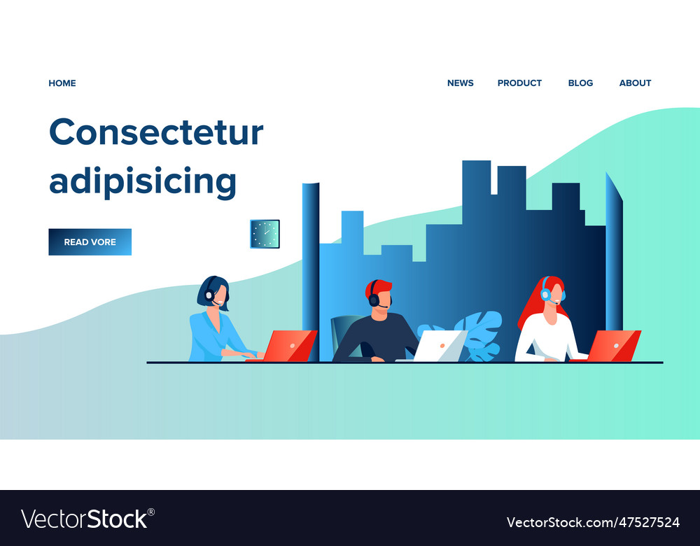 Customer support representatives working in call vector image Customer support representatives working in call