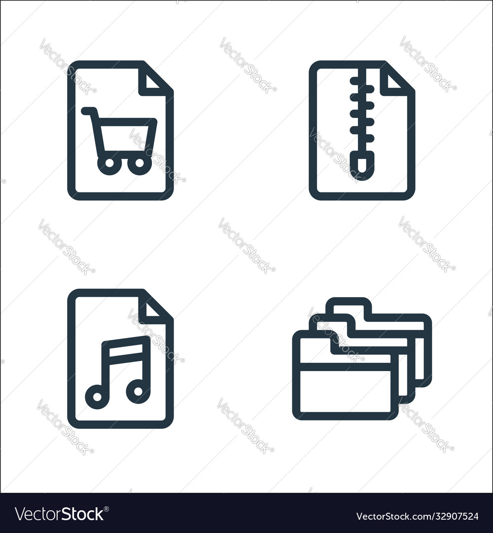 Document and files line icons linear set quality Vector Image Document and files line icons linear set quality