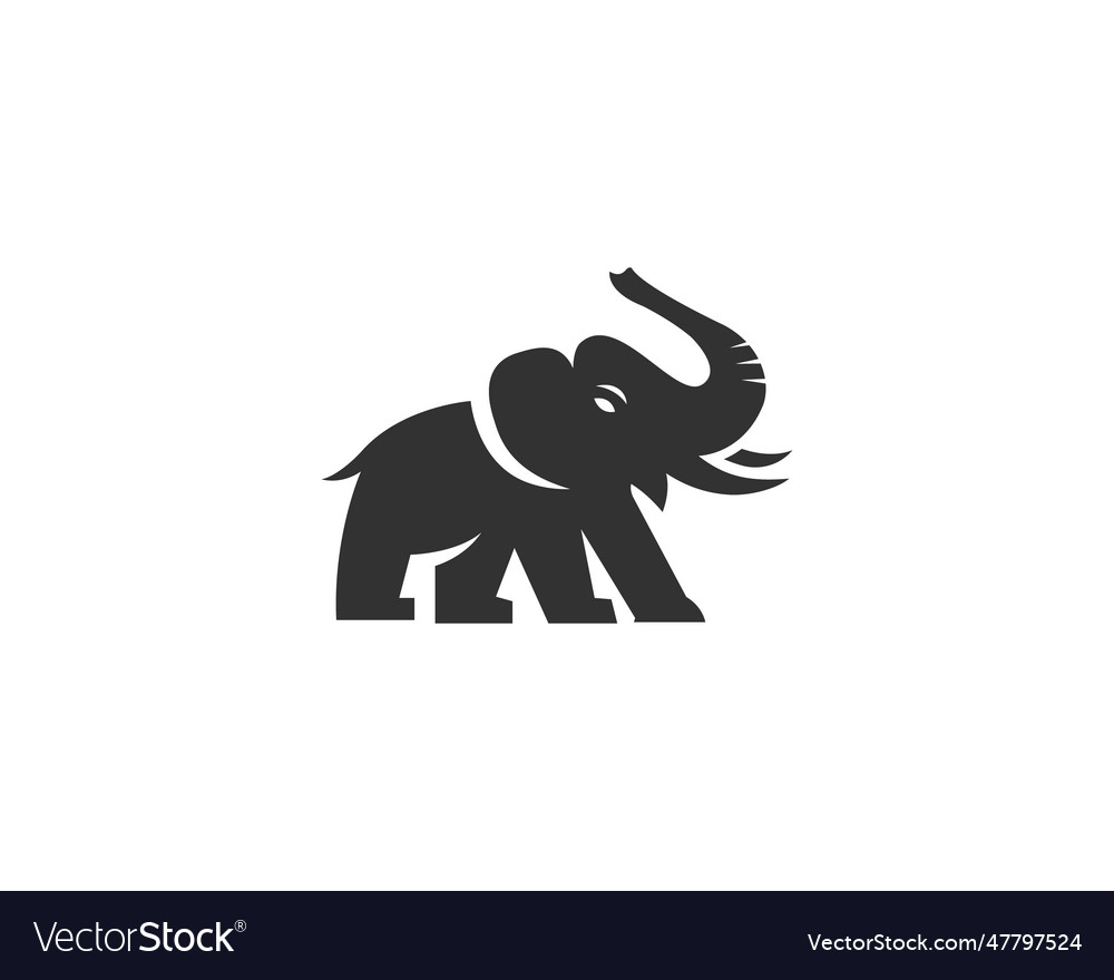 Elephant stand animal silhouette logo design Vector Image