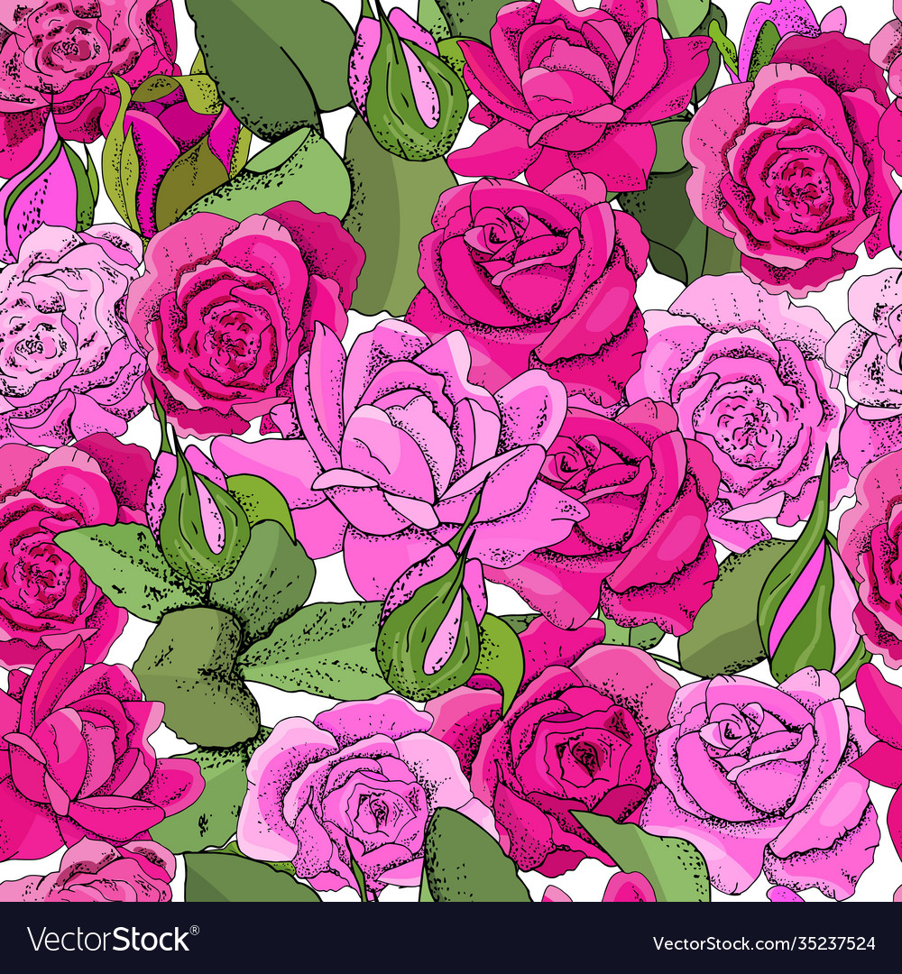 Flowers seamless pattern hand drawn