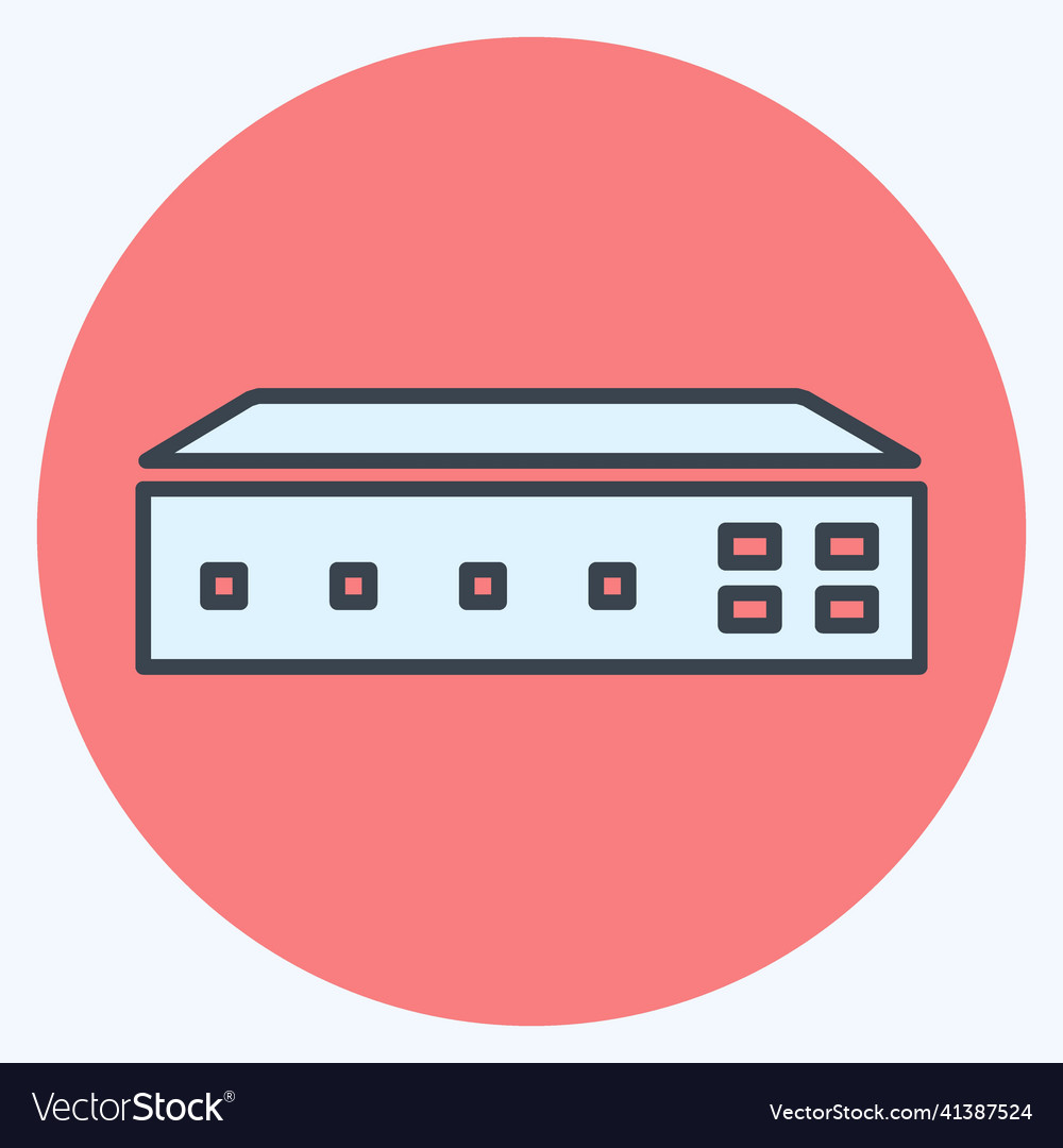 Icon networking switch - color mate stylesimple vector image Icon networking switch - color mate stylesimple