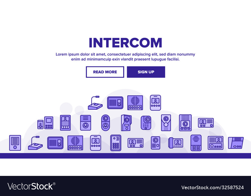 Intercom communication landing header vector image Intercom communication landing header