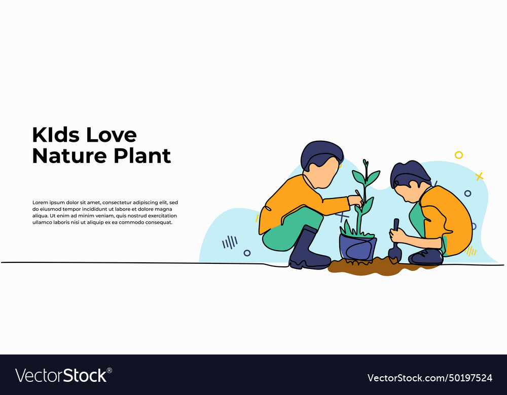 Kids love nature plant modern flat Royalty Free Vector Image