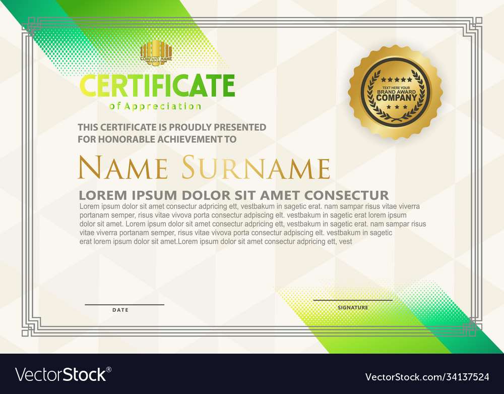 Modern certificate template with diagonal