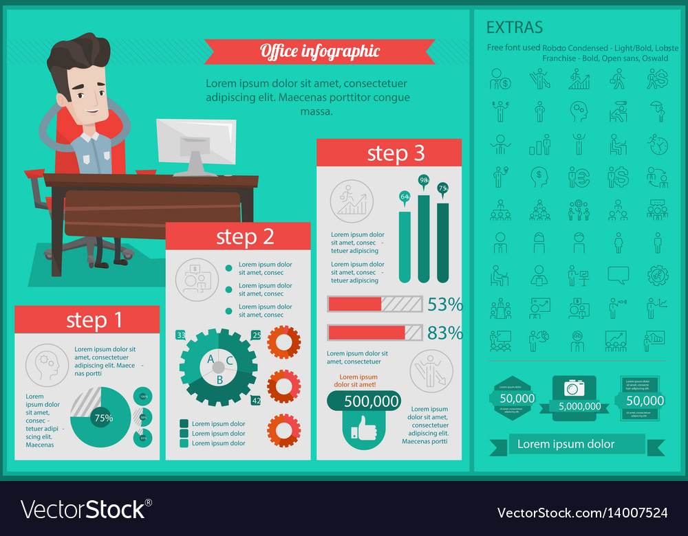 Office infographic template Royalty Free Vector Image