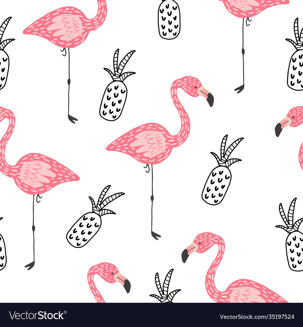Print with flamingo seamless pattern