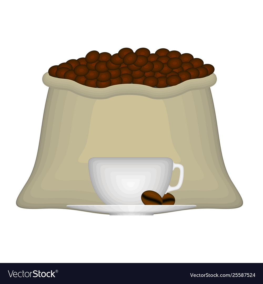 Roasted Coffee Beans Bulk With A Cup Royalty Free Vector