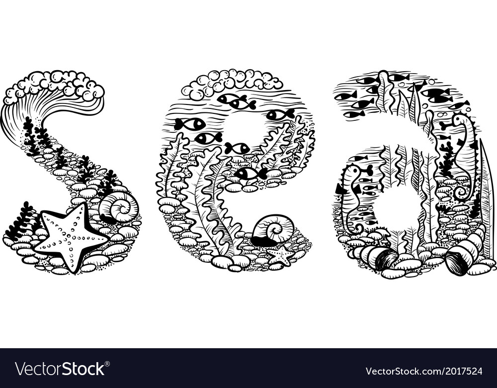 Sea lettering Royalty Free Vector Image - VectorStock