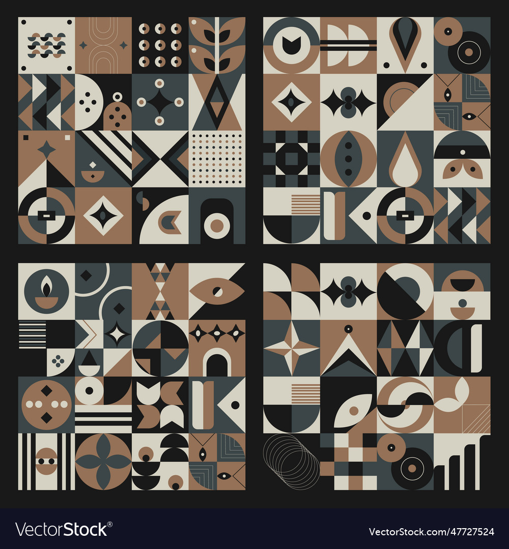 Set abstract geometric pattern design in retro