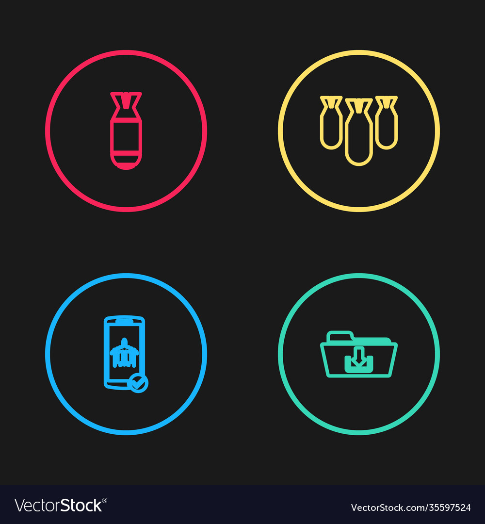 Set line flight mode in mobile folder Vector Image Set line flight mode in mobile folder