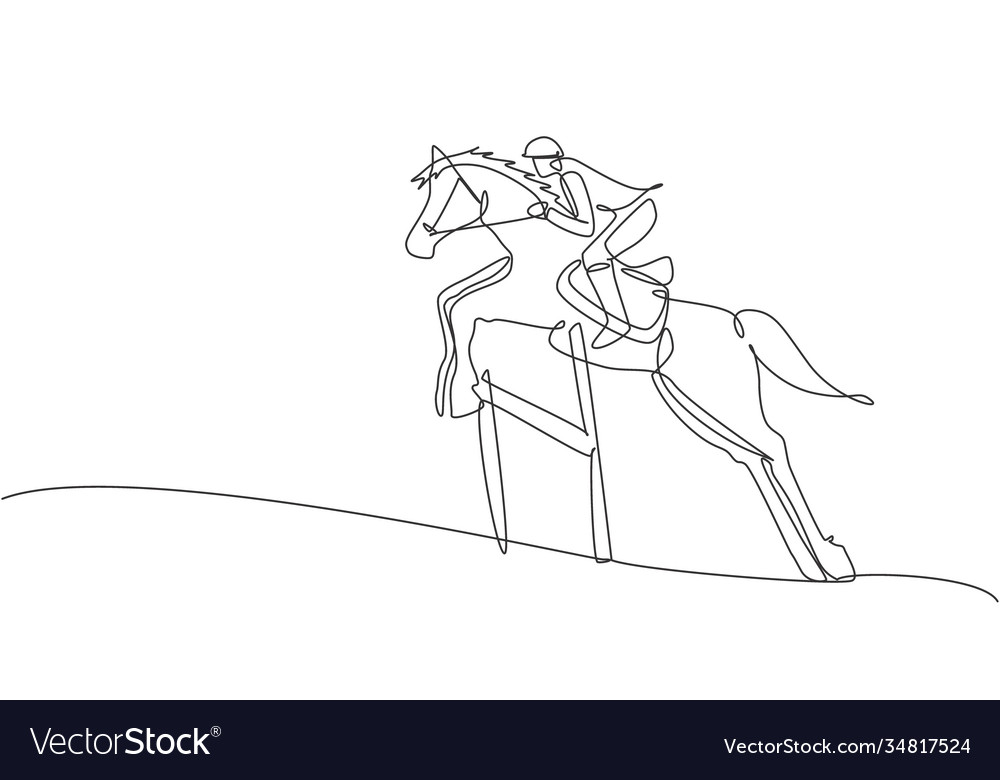 Single Continuous Line Drawing Young Royalty Free Vector