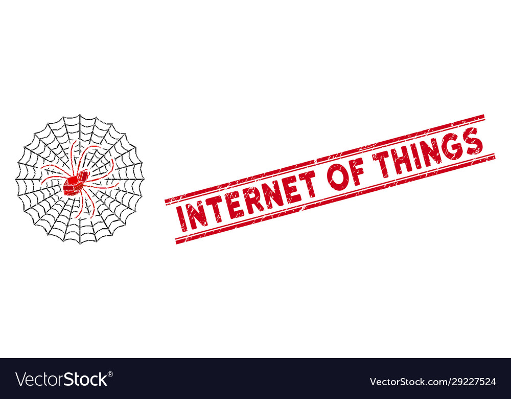 Spider net mosaic and scratched internet things Vector Image Spider net mosaic and scratched internet things