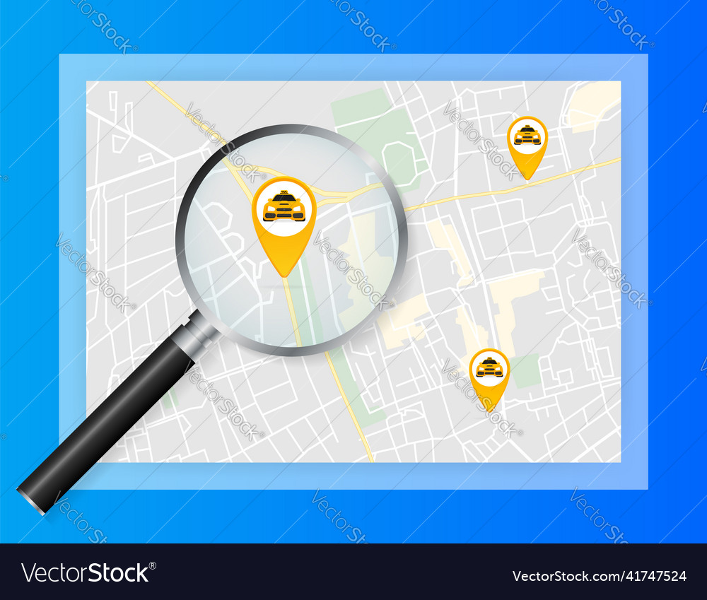 World map - worldmap with yellow taxi pointers vector image World map - worldmap with yellow taxi pointers