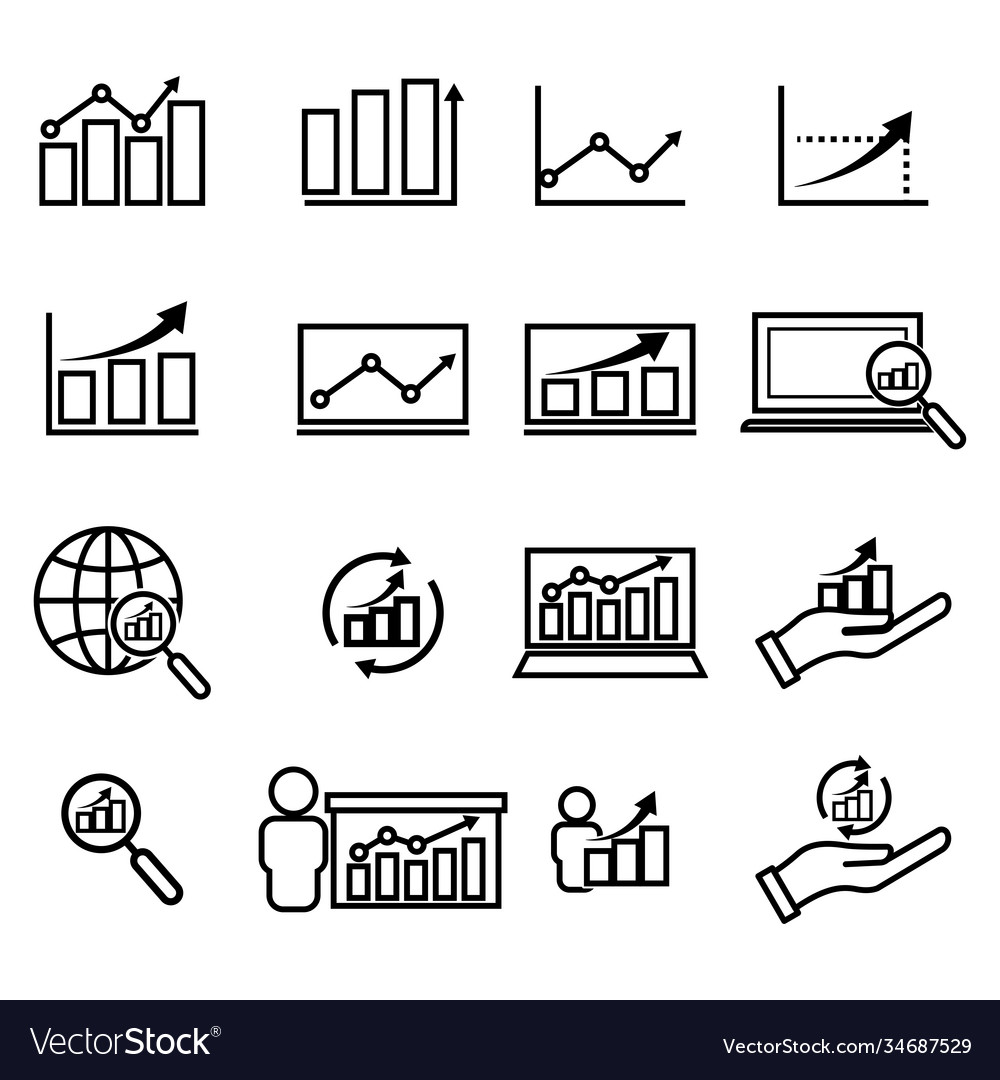 Analyst set line icon design template vector image Analyst set line icon design template
