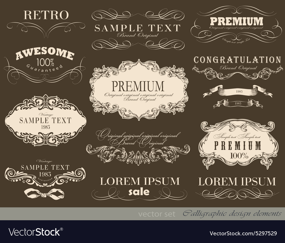 Calligraphic design elements Royalty Free Vector Image