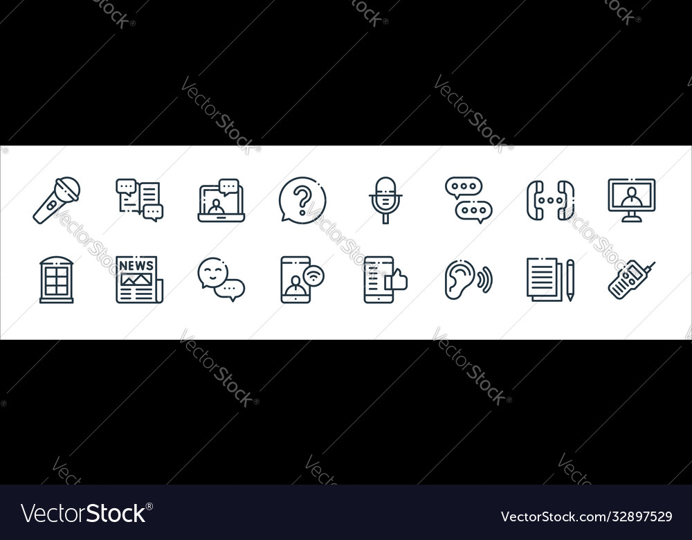 Communication line icons linear set quality