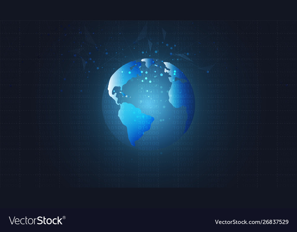 Global network connection with world map