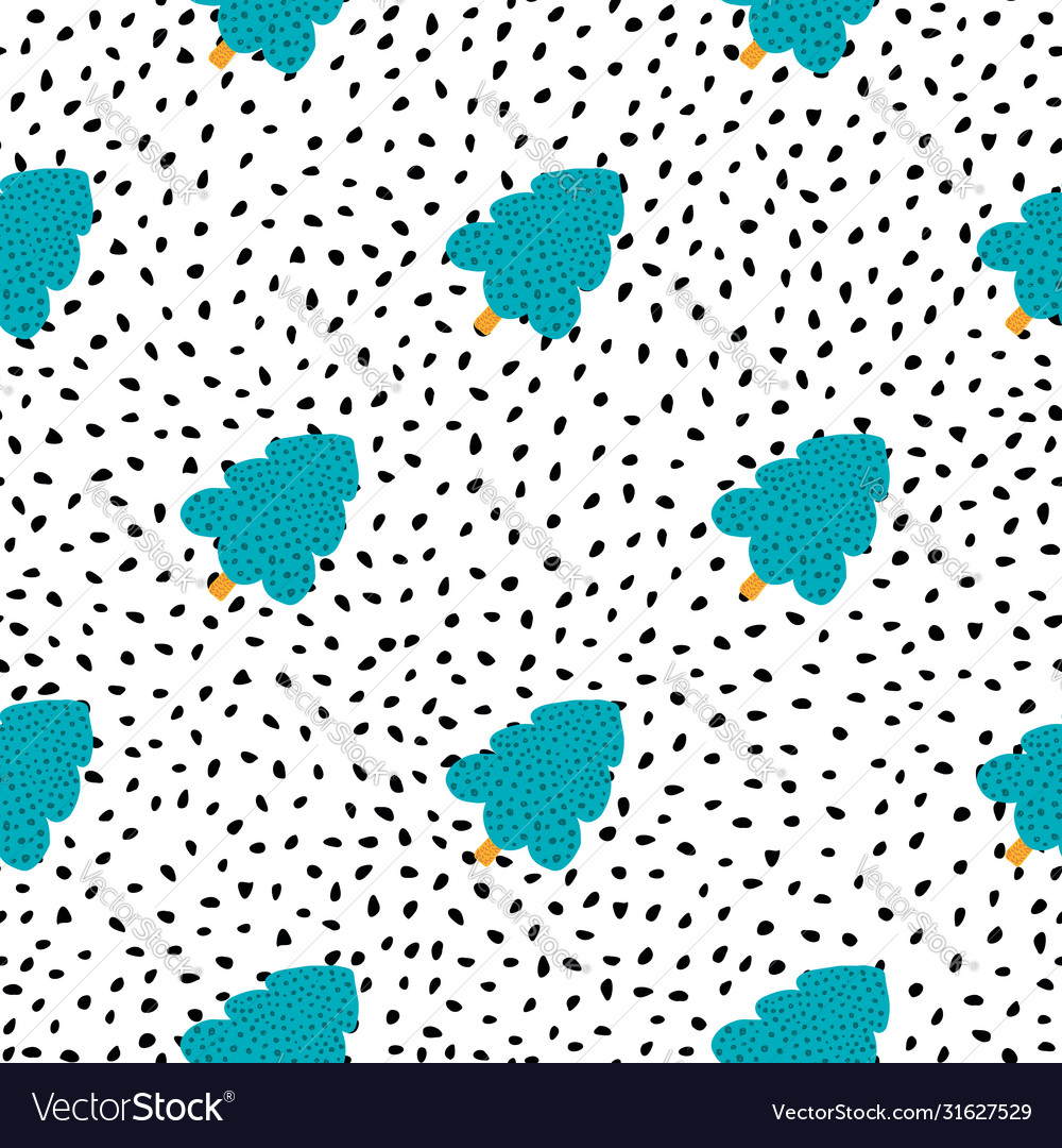 Pine tree forest seamless pattern on dots Vector Image Pine tree forest seamless pattern on dots