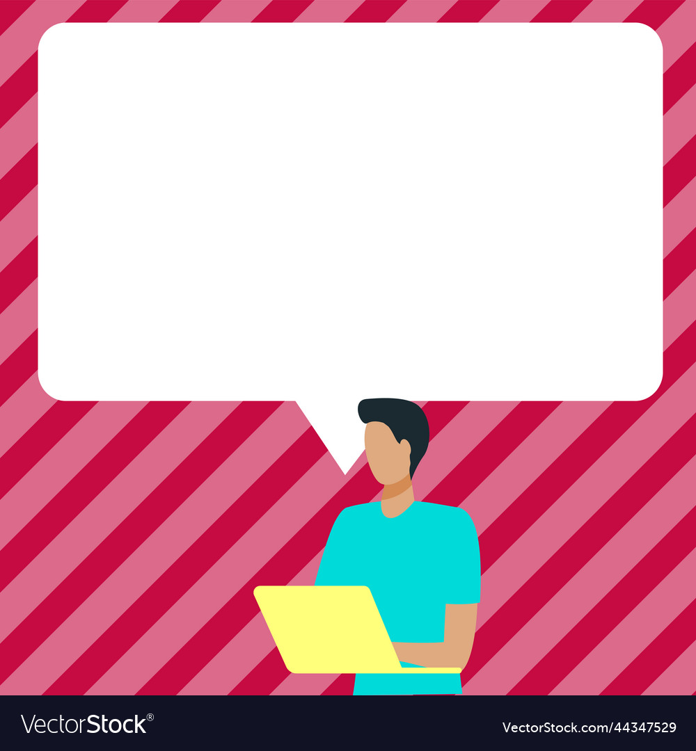 Presenter with conversation bubble showing new