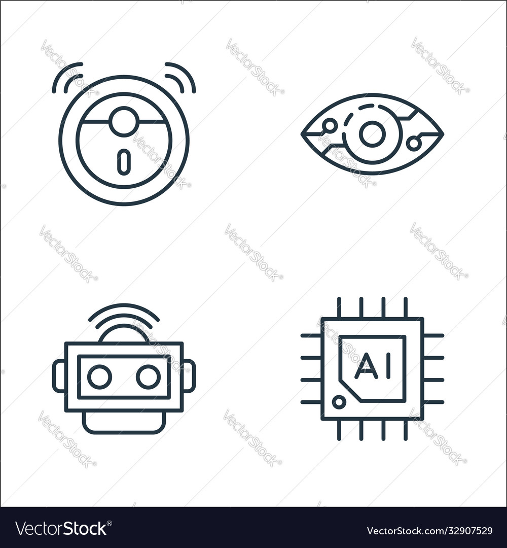 Robotics line icons linear set quality