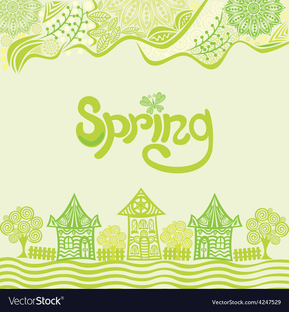 Spring nature pattern background houses