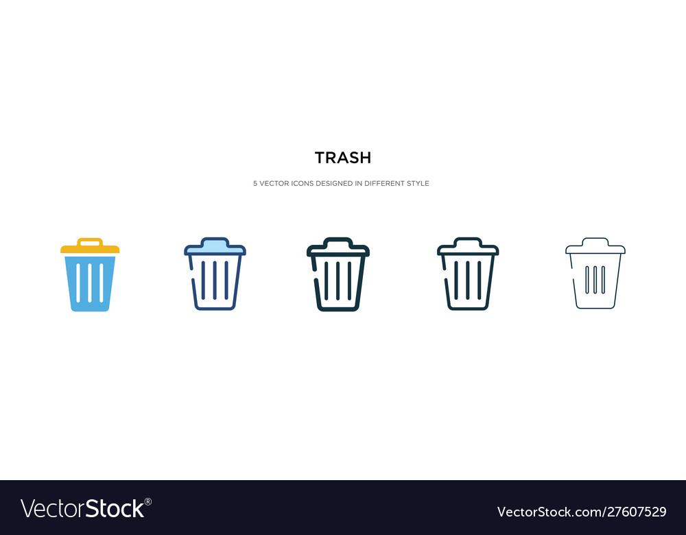 Trash icon in different style two colored Vector Image Trash icon in different style two colored