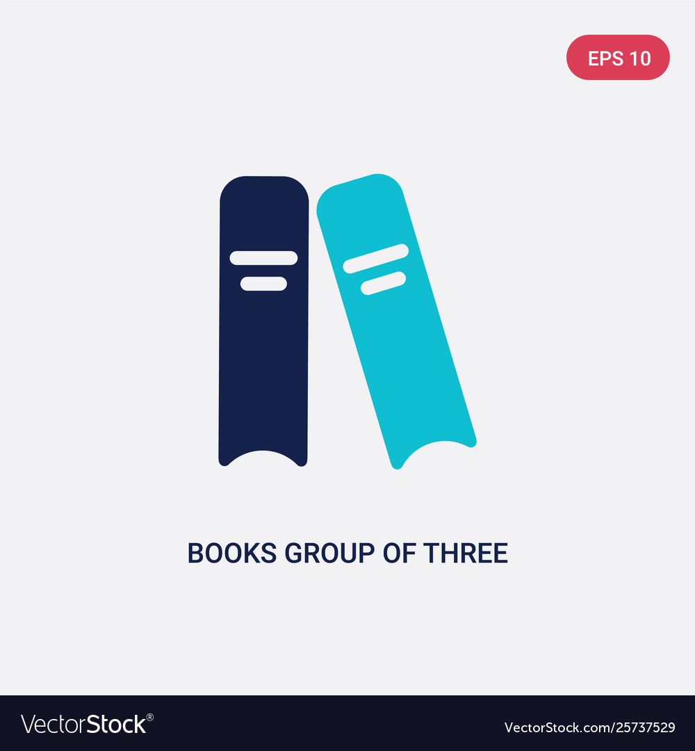 Two color books group three from side view