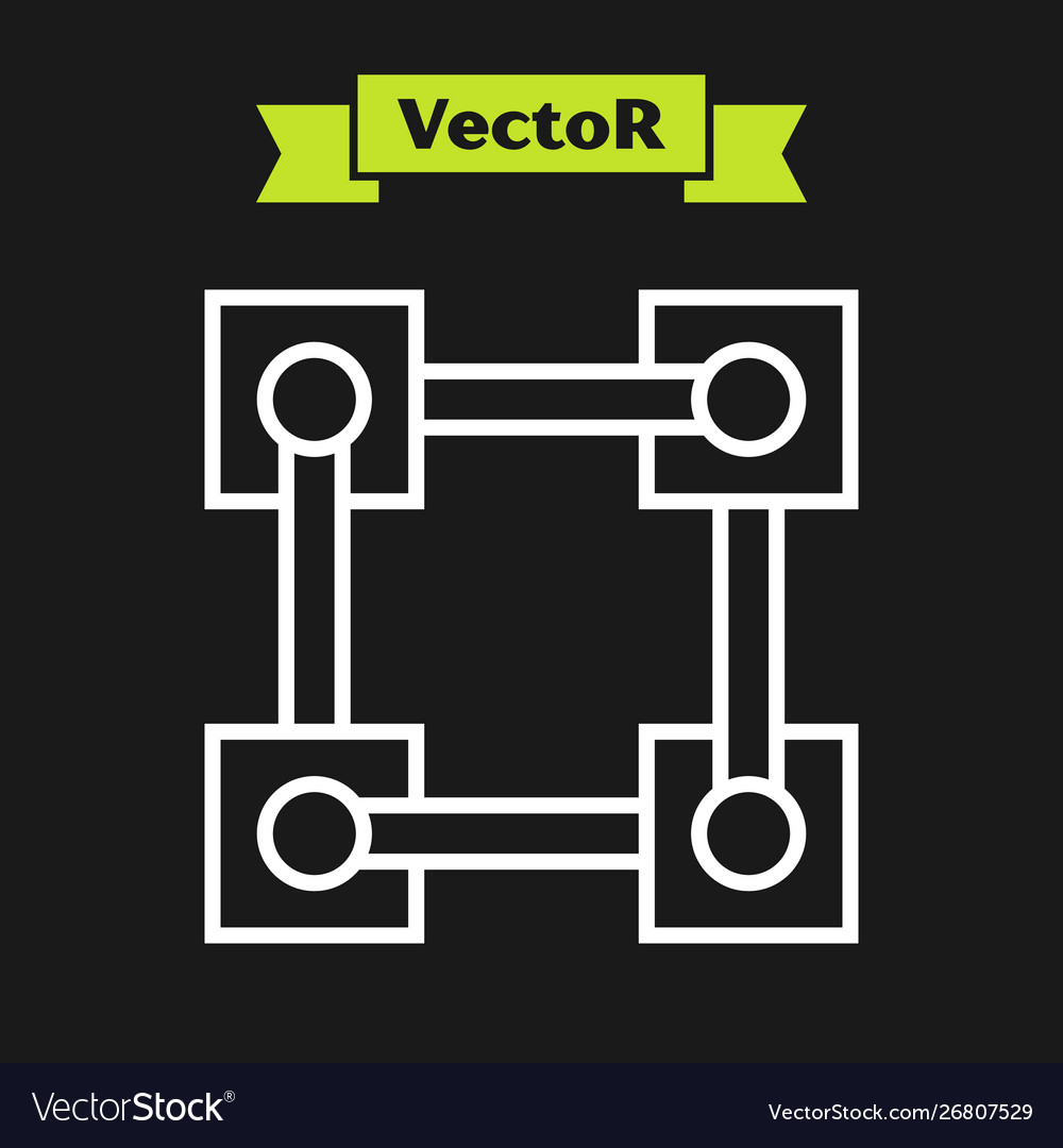 White line blockchain technology icon isolated on Vector Image White line blockchain technology icon isolated on vector image on... 