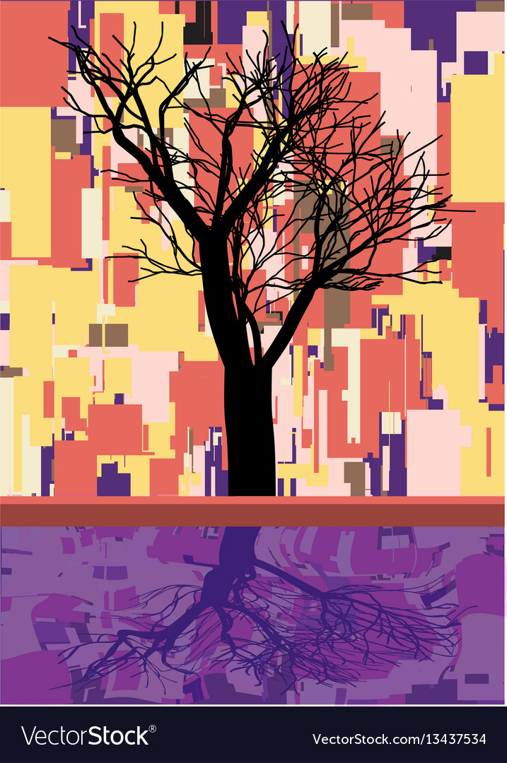 Abstract square fall composition with tree vector image Abstract square fall composition with tree
