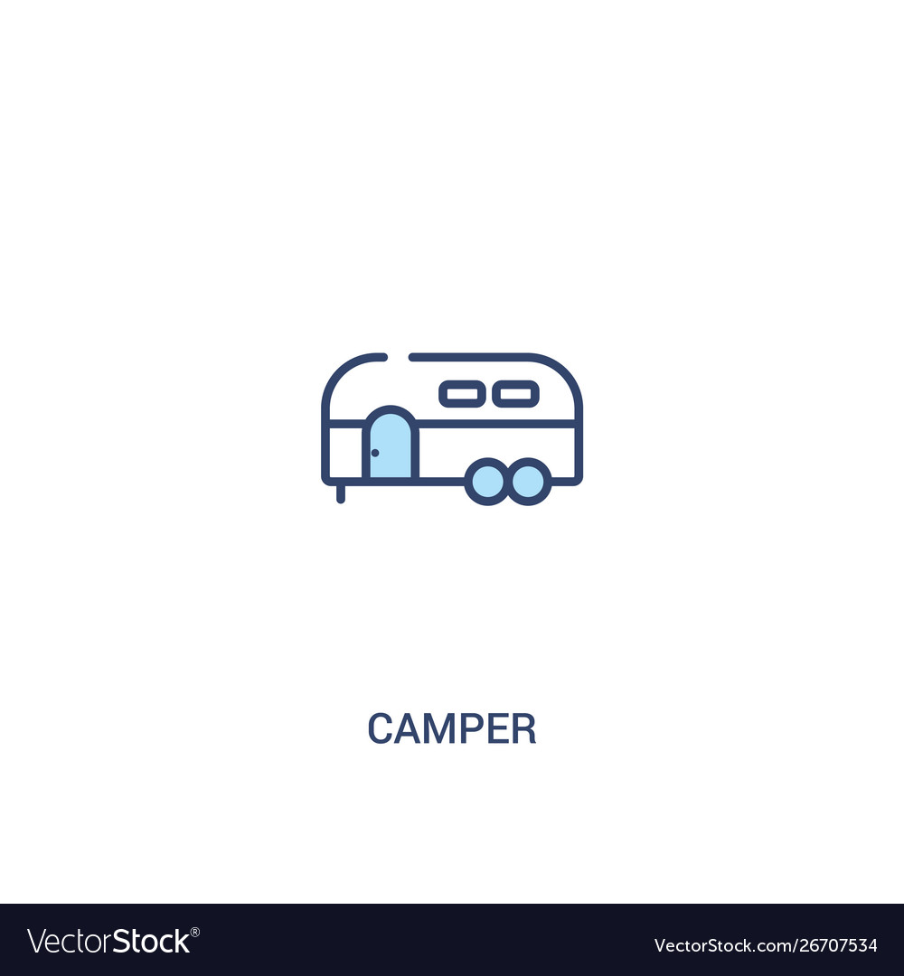 Camper concept 2 colored icon simple line element vector image Camper concept 2 colored icon simple line element
