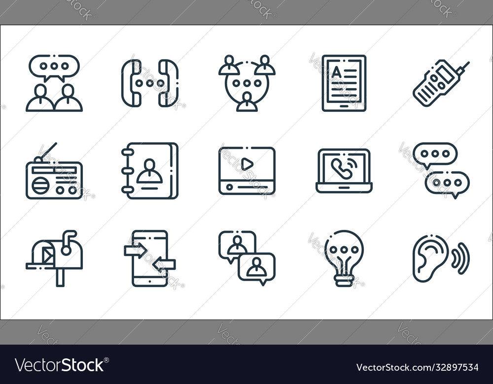 Communication line icons linear set quality vector image Communication line icons linear set quality
