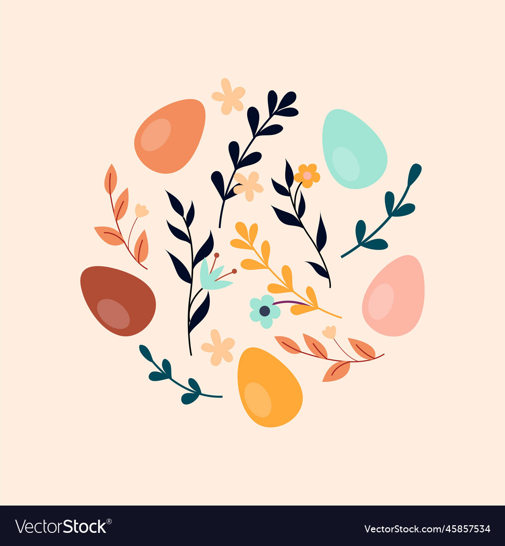 Easter boho leaves with eggs