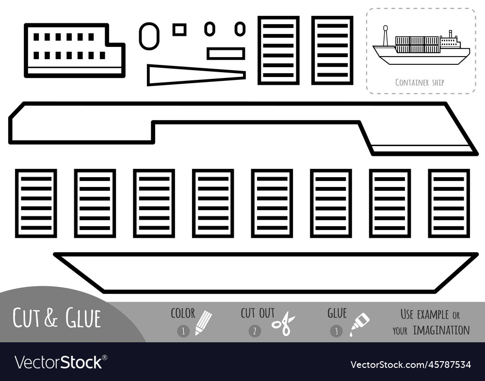 Education paper game container ship use scissors vector image Education paper game container ship use scissors
