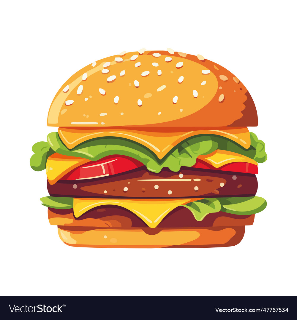 Gourmet Cheeseburger Meal With Grilled Steak Vector Image