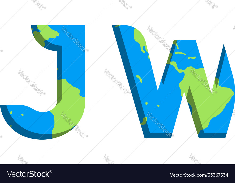 Initial jw logo design with world map style Vector Image Initial jw logo design with world map style
