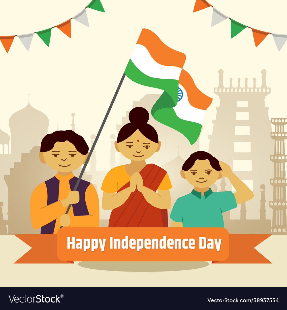 People celebrate independence day india Royalty Free Vector